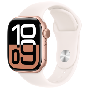 Watch Series 10 GPS + Cellular 42mm Rose Gold Aluminium Case with Light Blush Sport Band - S/M
