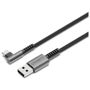 Cygnett Unite Right Angled Braided USB-C to USB-A Cable 1m Black